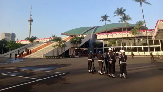 Suasana Gedung DPR Jelang Pidato Kenegaraan Prabowo