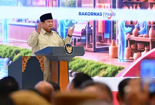 Presiden Prabowo Subianto saat menghadiri Rakornas TPAKD di JIExpo Kemayoran, Jakarta, Kamis (22/10/2026) (Sekretariat Presiden)