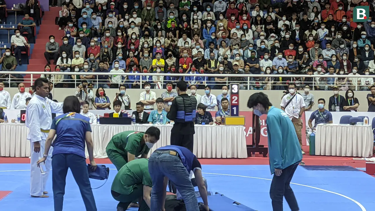 Suasana pertandingan cabor pencak silat SEA Games 2021