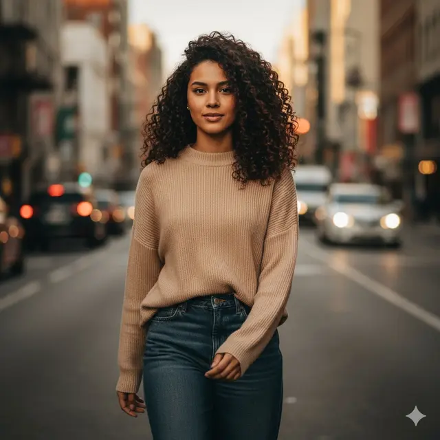 Model Rambut Sebahu Ikal Natural untuk Wajah Bulat