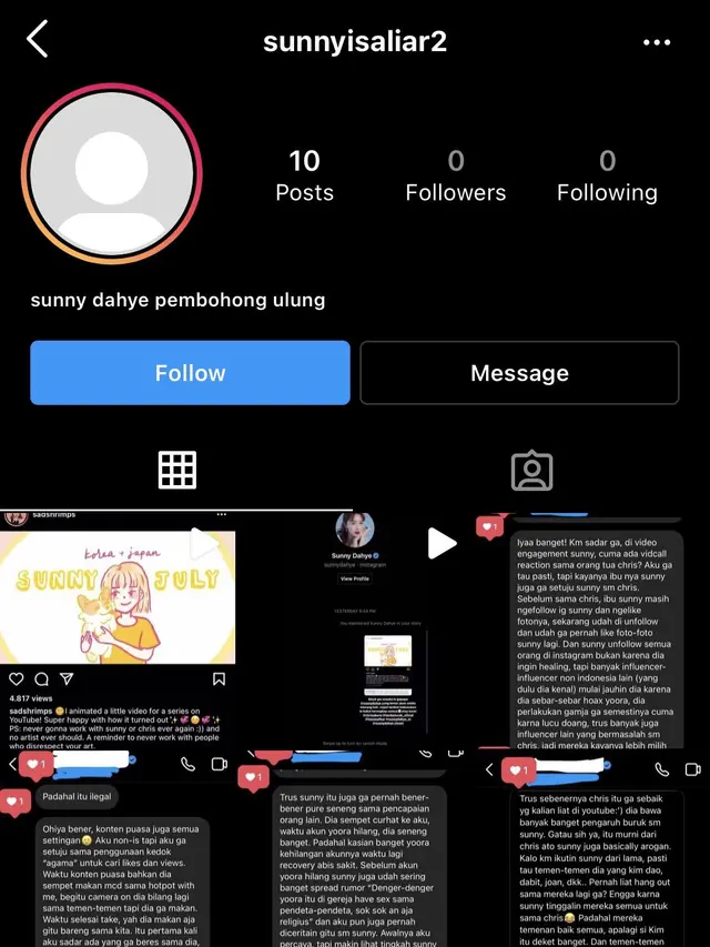 Akun Instagram @sunnyisaliar2