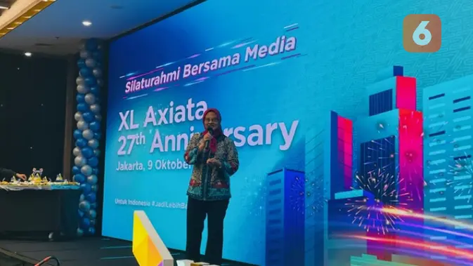 <p>Presiden Direktur dan CEO XL Axiata Dian Siswarini di acara ulang tahun XL Axiata ke-27, Senin (9/10/2023). (/ Agustin Setyo Wardani)</p>