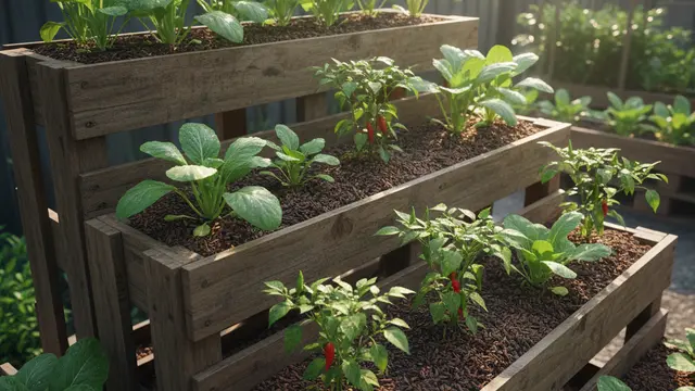 Ide Kebun Sayur di Pekarangan Kecil Memakai Media Tanam Sekam Bakar. AI
