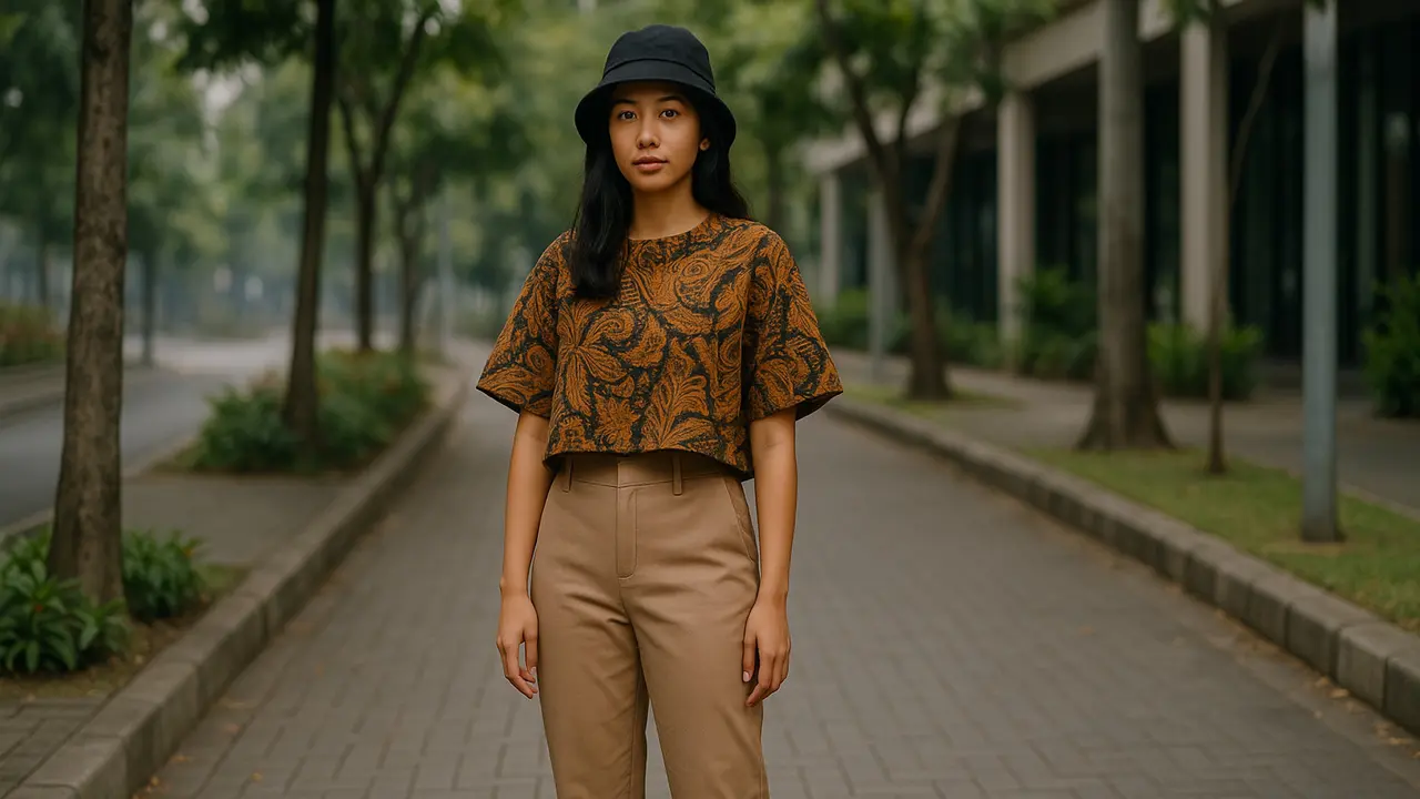 8 Model Batik Crop Top Dipadukan Celana High Waist, Gaya Etnik Modern yang Modis