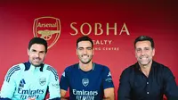 Mikel Merino (tengah) saat diperkenalkan sebagai pemain Arsenal. (X/Arsenal)