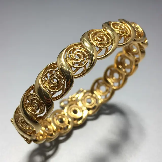 Gelang Emas Hollow Ringan Motif Singapura