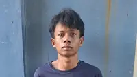 Tampang Aldi Purnama Ajis alias Aldino,
 satu dari empat pelaku penyerangan seorang sopir truk hingga meninggal dunia, serta seorang kernet mengalami luka berat yang diamankan polisi. Foto : (Istimewa).