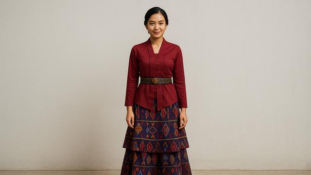 Kebaya dengan Rok Tumpuk Tenun (Foto: ChatGPT)