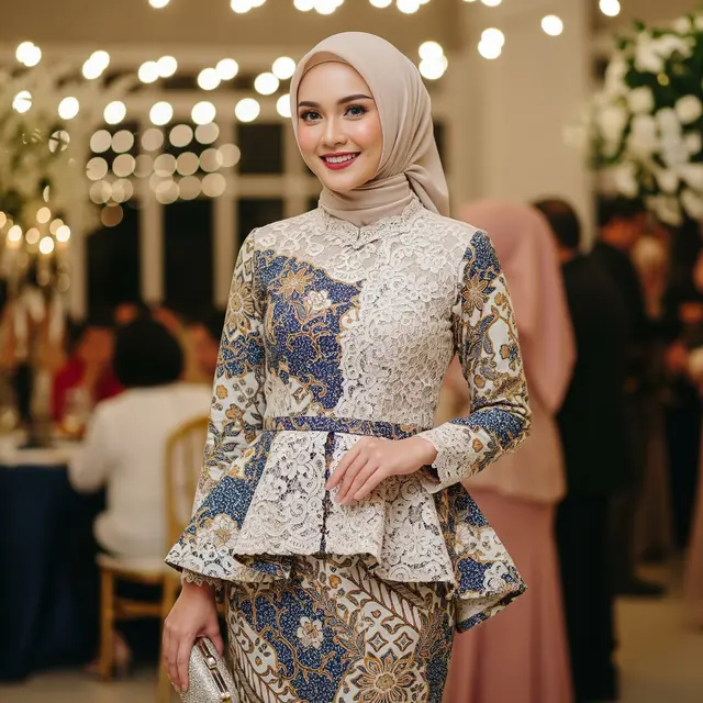 9 Model Gamis Batik Brokat Modern Terbaru 2025 untuk Pesta, Tampil Elegan
