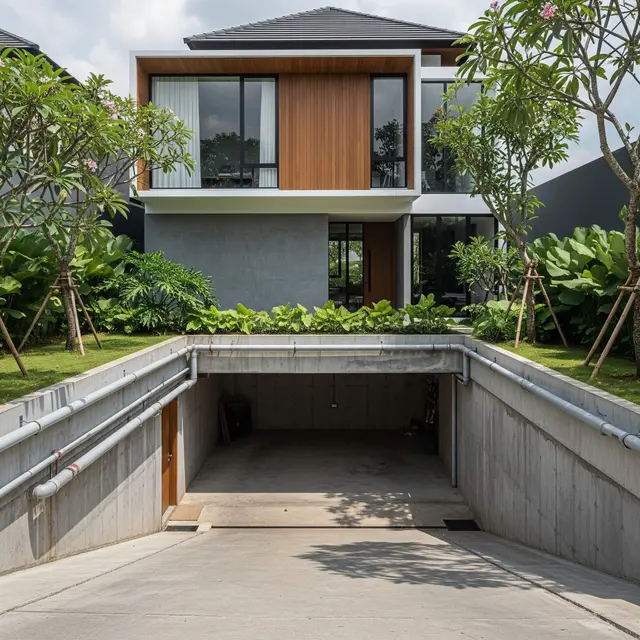 Desain Rumah dengan Basement Sederhana untuk Parkiran