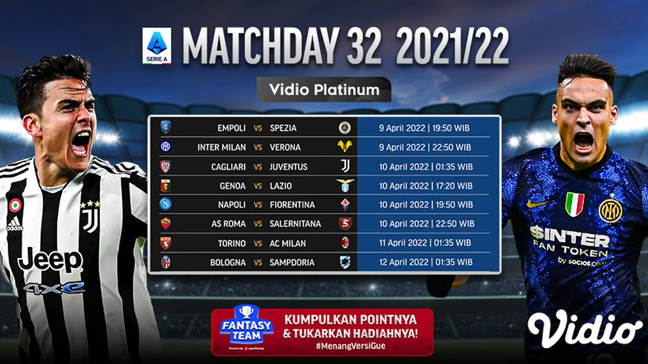 Jangan Lewatkan, Live Streaming Liga Italia Serie A Mulai 9-11 April di Vidio
