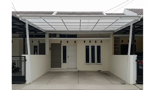 Model Carport Minimalis untuk 2 Mobil di Lahan Sempit dengan Rangka Besi Hollow