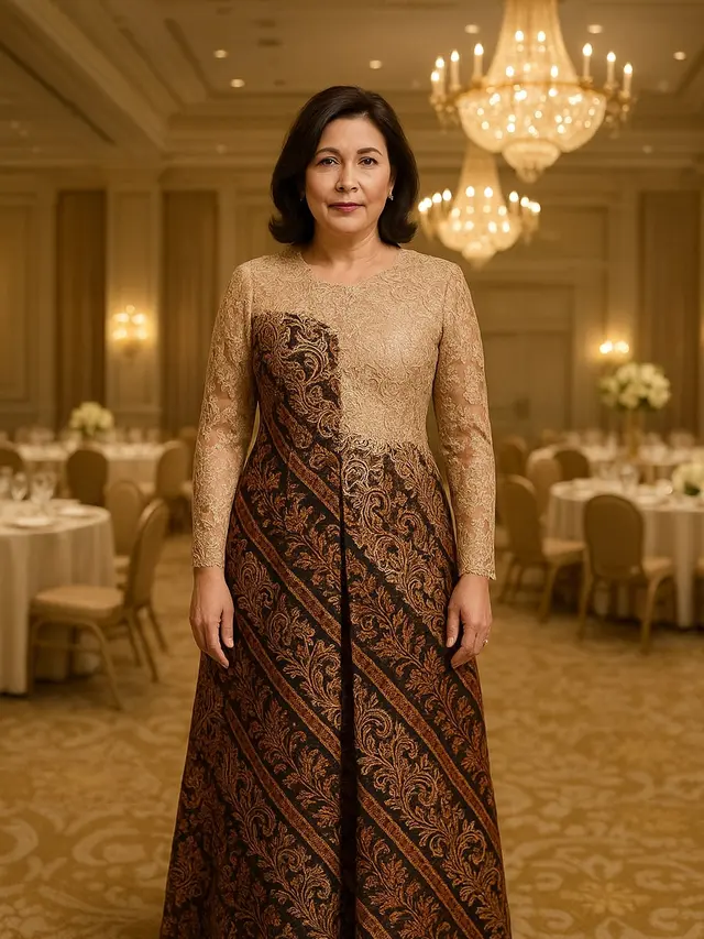 Model Gamis Batik Elegan untuk Wanita Usia 40 Tahun/AI