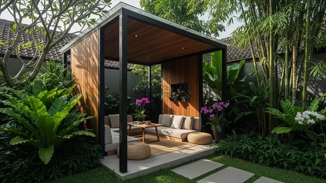 Model Saung Kecil di Kebun untuk Tempat Bersantai Sore Hari/Foto: AI Generated