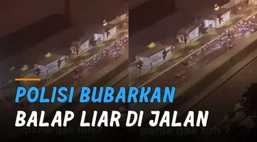 Beredar video mobil petugas polisi bubarkan aksi balap liar di Jalan Jenderal Sudirman, Jakarta.