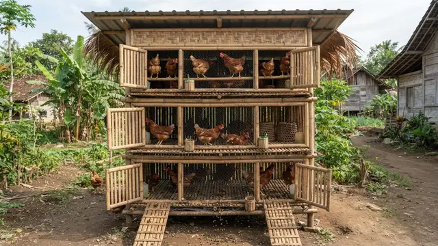 Model Kandang Ayam dengan Tempat Bertengger Bertingkat