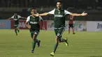 Striker Persebaya Surabaya, Manuchehr Jalilov, merayakan gol yang dicetaknya ke gawang Perseru Serui pada laga Piala Presiden 2019 di Stadion Si Jalak Harupat, Bandung, Sabtu (2/3). Persebaya menang 3-2 atas Perseru. (Bola.com/Yoppy Renato)