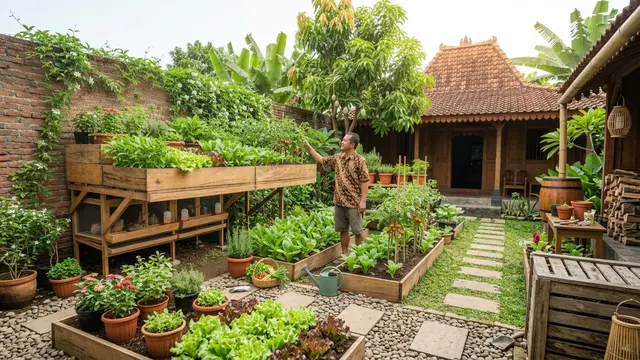 Kandang Puyuh dan Kebun Mini di Belakang Rumah (AI Generated)