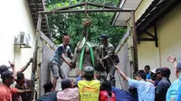 Puluhan warga tiba-tiba mendatangi Kantor Dinas Pendidikan dan Kebudayaan Sragen. Mereka meminta Arca Ganesha di Desa Majenang dikembalikan ke tempat semula. (Solopos/ Tri Rahayu)