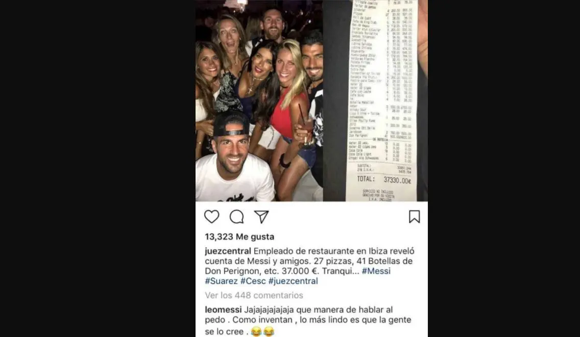 Tagihan Lionel Messi dan rekan-rekannya yang beredar di Instagram ternyata palsu (Instagram)