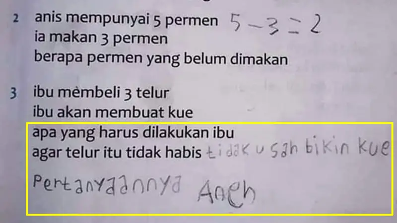 6 Jawaban Murid saat Mengerjakan Soal Matematika Ini Bikin Tepuk Jidat