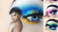 Emily Oliver berhasil menggabungkan seni lukis dengan teknik makeup terbaiknya untuk riasan mata. (Foto: Twitter/@emilyslooks)
