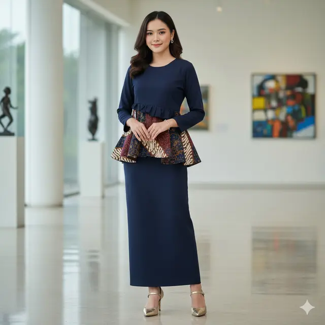 Batik Kombinasi Polos Lengan Panjang 2025