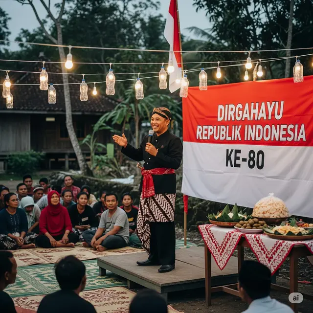 Ilustrasi acara tirakatan peringatan HUT RI 80