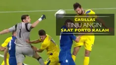 Video kiper Porto, Iker Casillas, yang meninju angin saat kalah dari Leicester City pada Selasa (27/9/2016).