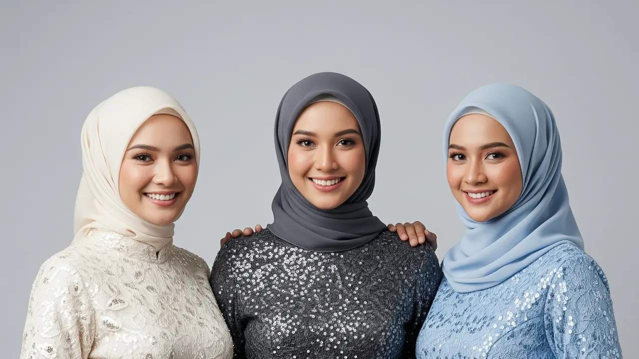 Gamis Pesta Kombinasi Brokat Full Payet.