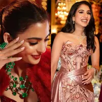 Lihat di sini beberapa potret detail perhiasan yang terlihat dipakai crazy rich India keluarga Ambani dan calon menantunya Radhika Merchant selama rangkaian 3 hari pesta pre-wedding.