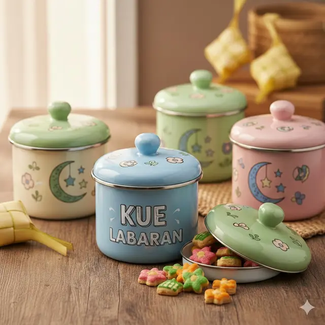 Toples lebaran bahan Enamel (Gemini AI)