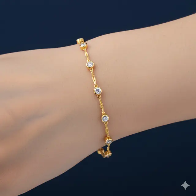 Model Gelang Emas 10 Gram 18 Karat Simpel yang Cocok Ibu Bekerja. Gemini