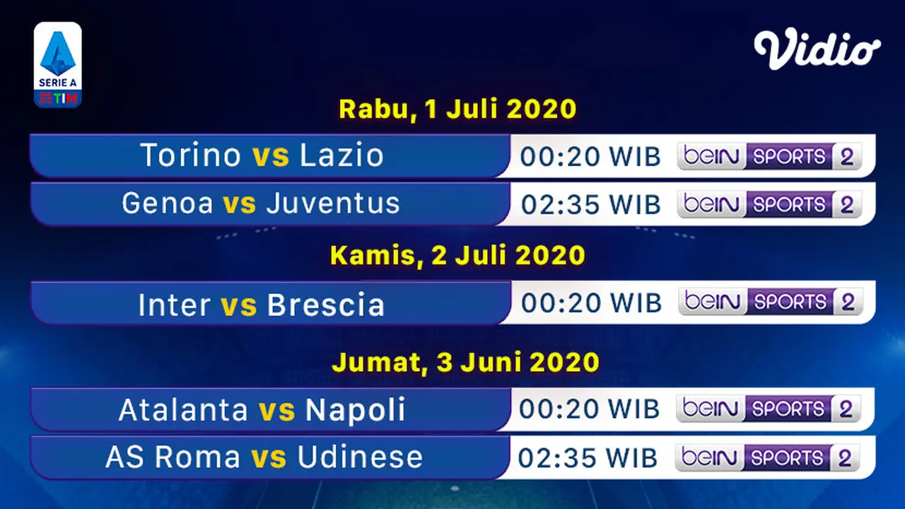 Jadwal Serie A Pekan 28 di Vidio
