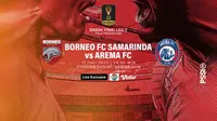 Borneo FC akan menjamu Arema FC pada leg kedua final Piala Presiden 2022. Pertandingan ini bakal&nbsp;dimainkan di Stadion Segiri, Samarinda, Minggu (17/7) pukul 20:00 WIB, dan bisa disaksikan lewat siaran langsung Indosiar serta live streaming di Vidio. (foto: Twitter @piala__presiden)