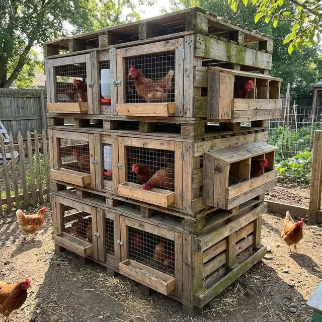Kandang Ayam Petelur dari Palet Bekas Desain Bertingkat