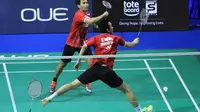 Ganda putra Indonesia Hendra Setiawan/Mohammad Ahsan tersingkir di semifinal OUE Singapore Open 2015  (Humas PP PBSI)