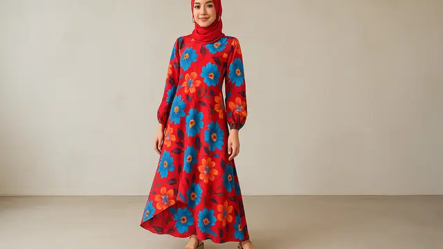 Model Gamis Motif Bunga Kekinian untuk Remaja/Ilustrasi gambar oleh AI