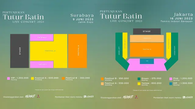 Daftar harga tiket beserta seating plan Pertunjukan Tutur Batin Live Concert.