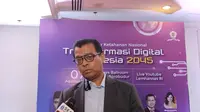 Gubernur Lembaga Ketahanan Nasional (Lemhanas) RI Andi Widjajanto saat menghadiri seminar ketahanan nasional bertajuk Transformasi Digital Indonesia 2045 di Flores Ballroom Hotel Borobudur, Jakarta Pusat. (Liputan6.com/Winda Nelvira)