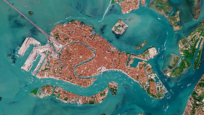 Badan Antariksa Eropa juga mengabadikan kondisi Venesia, Italia pada 19 April 2019 (Badan Antariksa Eropa)