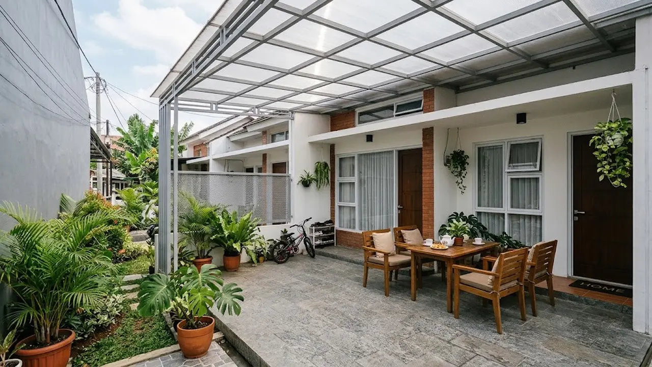 Teras dengan Kanopi Terbuka di Bagian Samping