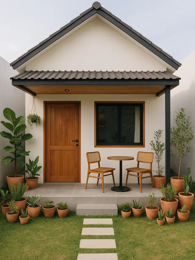 Model Rumah Sederhana dengan Teras dan Taman Mini ala Pinterest yang Cocok Buat Lahan Mungil
