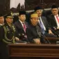 Presiden Joko Widodo atau Jokowi menyampaikan pidato dalam rangka Sidang Tahunan MPR di Kompleks Parlemen, Senayan, Jakarta, Selasa (16/8). Sidang tersebut beragendakan mendengar pidato Presiden Jokowi selaku Kepala Negara. (Liputan6.com/Johan Tallo)