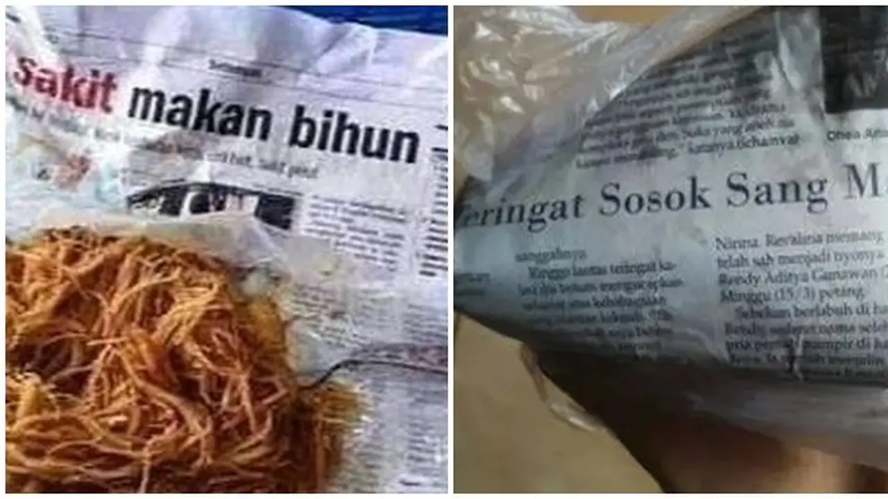 6 Potret Koran untuk Bungkus Makanan Ini Tulisannya Bikin Salah Fokus