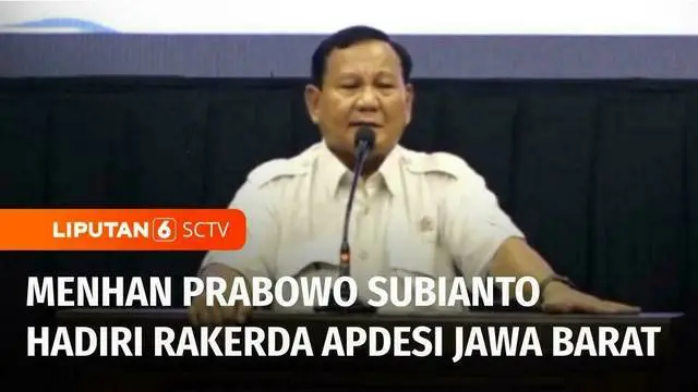 Menteri Pertahanan Prabowo Subianto menghadiri Rapat Kerja Dua Apdesi Jawa Barat di Kota Bandung, Kamis pagi. Di hadapan ribuan aparatur desa yang hadir, Prabowo menyampaikan jika sekarang sudah resmi sebagai calon presiden.
