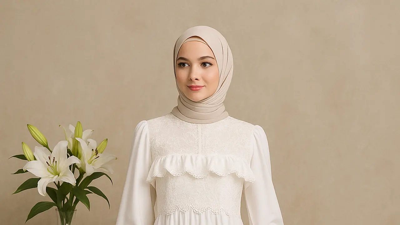 Model Gamis Putih Kombinasi Renda