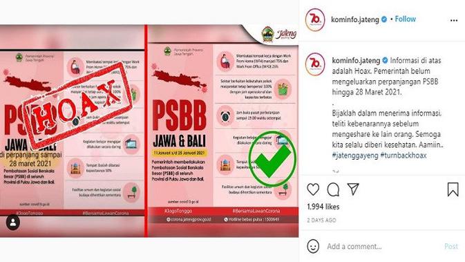 Gambar Tangkapan Layar Unggahan dari Akun Instagram @kominfo.jateng