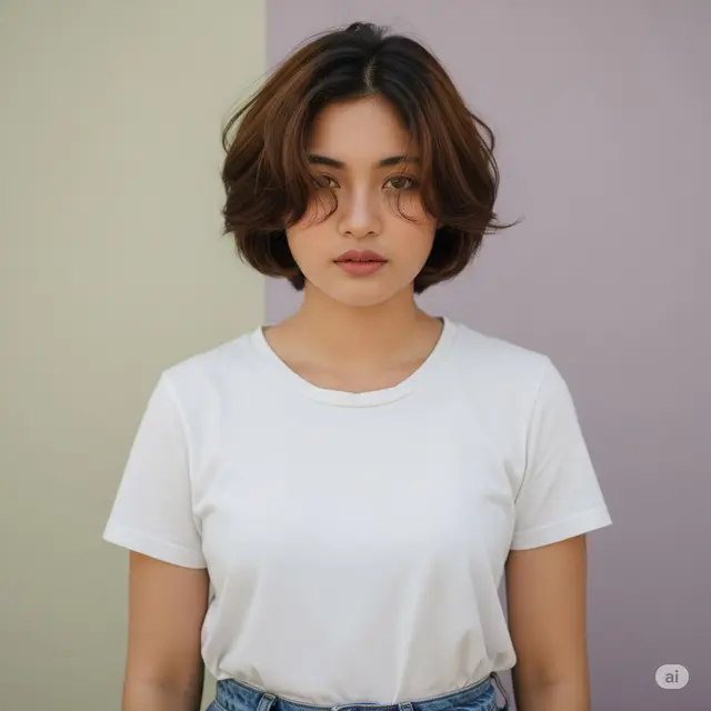 Model Rambut Pendek Coklat Wanita Indonesia. Foto: Gemini