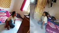 Wanita ini diam mematung saat ada kurir datang (Sumber: Twitter/txtdarionlshop)